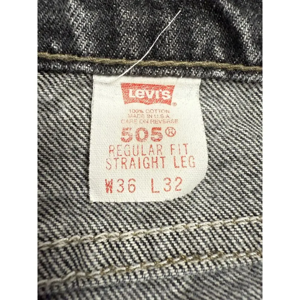 Levi’s 505 Vintage Orange Tab USA Straight Leg Denim Jeans Faded Black W34 L30